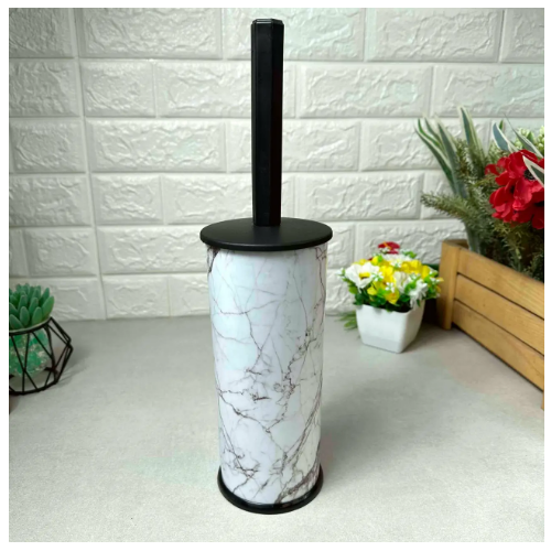 Йоржик для унітазу високий з малюнком білий мармур OZER-D-018 Decor ELIF Житомир - изображение 3