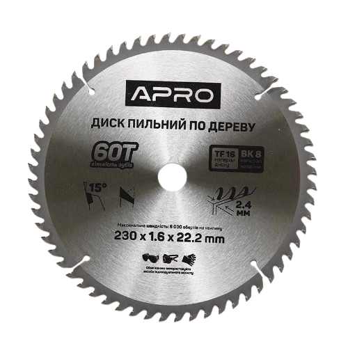 Диск пиляльний по дереву d230мм*22,23мм 60T APRO Житомир - изображение 1