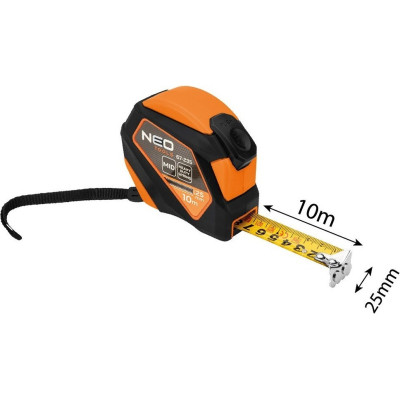 Рулетка Neo Tools 10мx25мм, з фіксатором змотування, магніт (67-235) Вінниця - фото 8