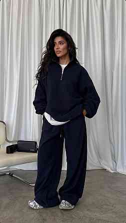 Жіночий теплий костюм-двійка: кофта та штани з турецького двостороннього флісу Темно-синій, 42/44 Одеса