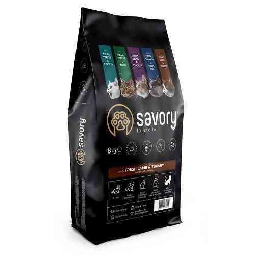 Корм сухий Savory Adult Cat Sensitive Digestion Fresh Lamb and Turkey для котів з чутливим травленням зі свіжим ягням та інд Київ