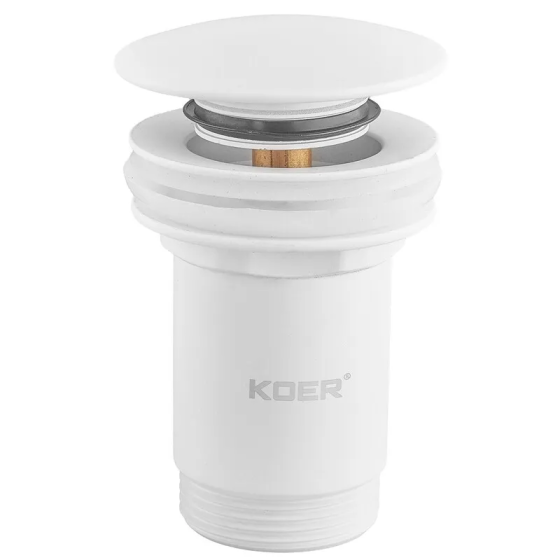 Донный клапан для раковины Koer PW-07-03 1 1/4'' с переливом автоматический СLICK-СLACK (Цвет белый) (KR5783) Киев