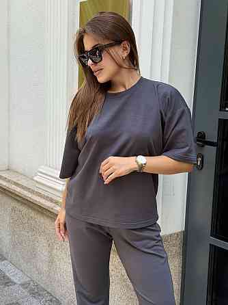 Спортивный костюм женский футболка и штаны джогеры Графитовый XL-XXL Харьков