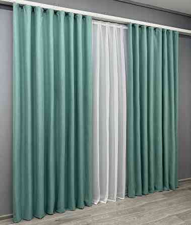 Комплект готовых штор VR-Textil Блэкаут двусторонний ASHEN NIGHT № 1849ш Бирюзовый 150х290 см 2 шт (33-0892) Киев