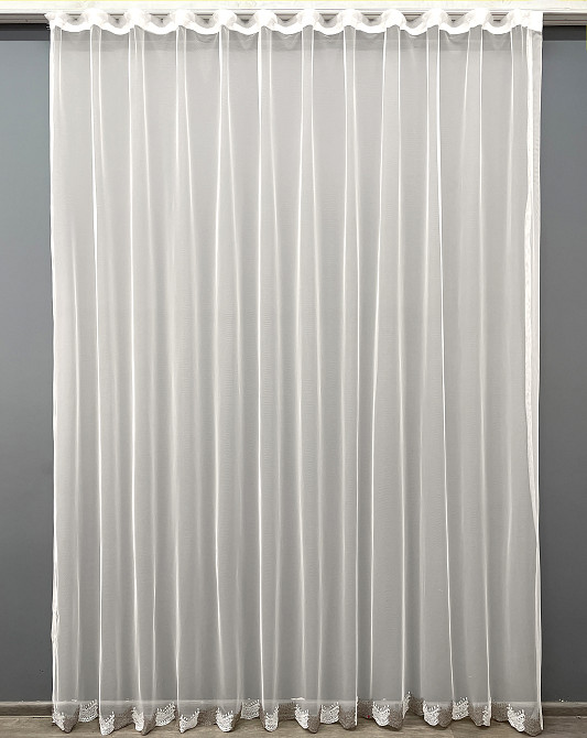 Тюль VR-Textil 1466т Грек-сетка с вышивкой Молочный с какао 300х270 см (42-0330) Киев - изображение 2