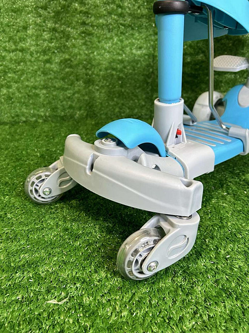 Самокат-беговел 5в1 SCOOTER 3-х колісний сидіння бампер батьківська ручка Блакитний (JR 3-102) Чернигов - изображение 4