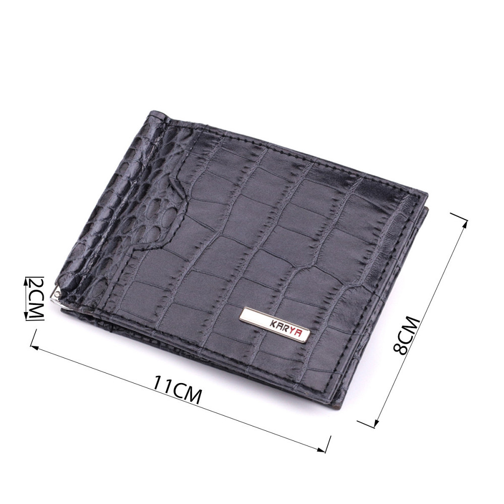 Практичний чоловічий гаманець-затиск із натуральної шкіри KARYA 22851 Сірий Київ - фото 10