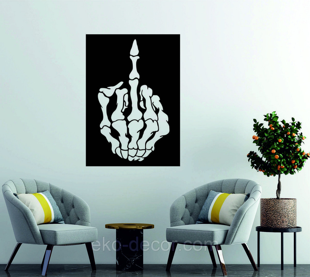 Декоративное настенное Панно «Средний палец» Декор на стену 90*64 см, Черный Киев - изображение 3