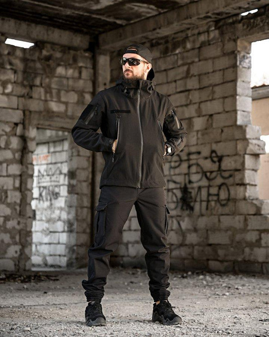 Тактический костюм софтшел BANDIT черный  ВТ7955 Одесса - изображение 2