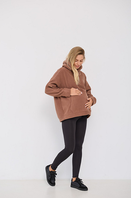 Теплі лосини для вагітних із хутром ефект термолосин для майбутніх мам Montreal 5XL (56) Lullababe чорний Кривий Ріг - фото 9