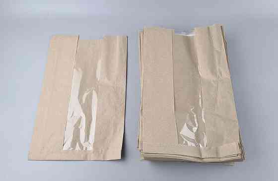 Бумажные пакеты крафт с прозрачным окошком 250х60х400, 40г/м2, окно 80 (100 шт) Харьков