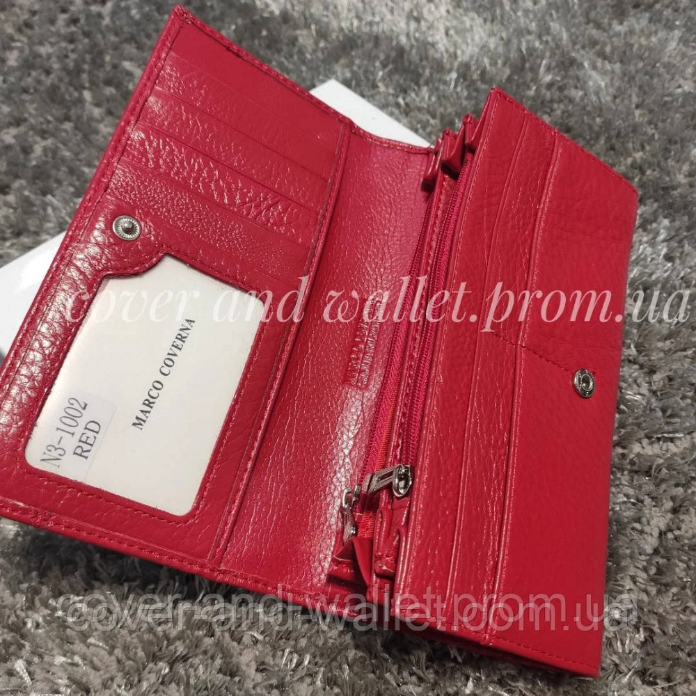 Класичний шкіряний жіночий гаманець червоного кольору Marco Coverna N3 Київ - фото 7