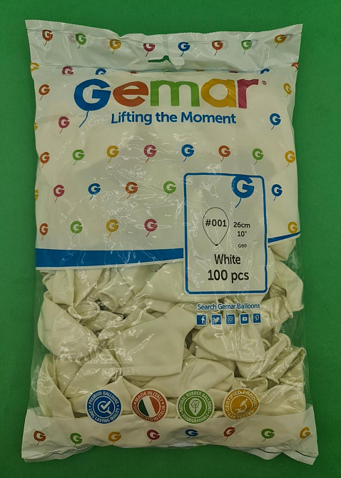 Повітряні кулі пастель білий 10" (25 см) Gemar 100 шт (1 пач.) Харків - фото 1