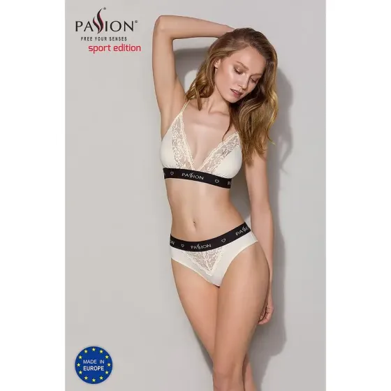 Трусики з широкою гумкою і мереживом Passion PS001 PANTIES S, ecru Львів