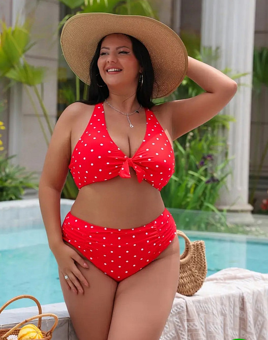 Купальник женский в горошек батал раздельный красный 4XL Киев - изображение 3