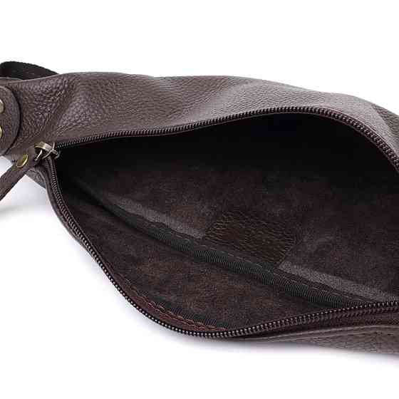 Модная сумка бананка для мужчин из зернистой натуральной кожи Shvigel 23137 Коричневый Киев