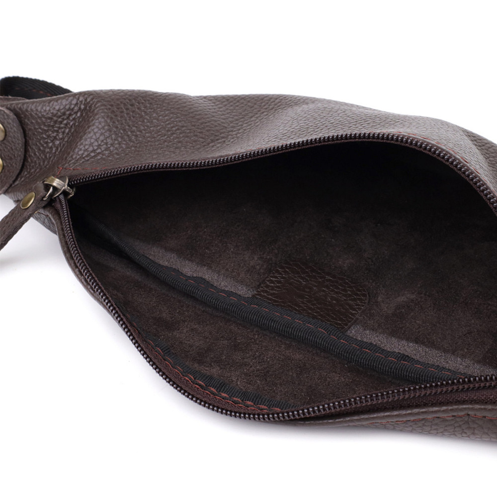 Модная сумка бананка для мужчин из зернистой натуральной кожи Shvigel 23137 Коричневый Киев - изображение 5