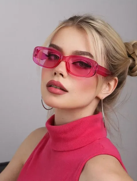 Сонцезахисні прямокутні окуляри в пластиковій оправі рожеві Луцк - изображение 1