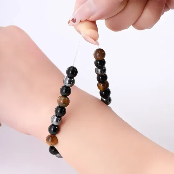 Браслет тройной защиты с тигровым глазом, обсидианом и гематитом – унисекс Киев