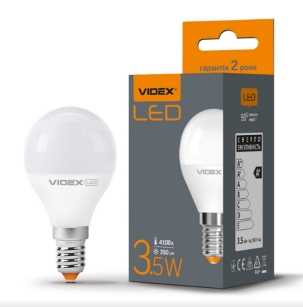 Лампа G45e 3,5W E14 4100К 220V LED Videx Житомир