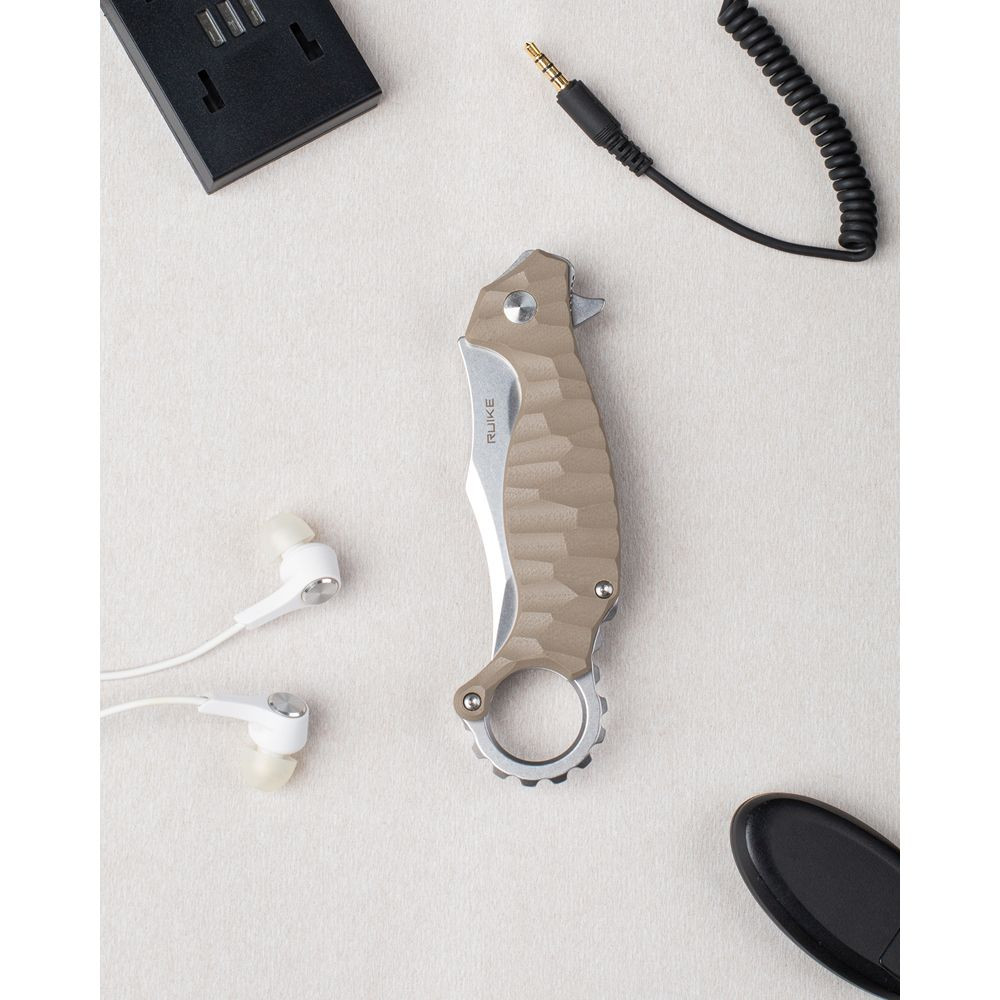 Ніж складаний кишеньковий Ruike P881-W, (7.6 см) 14C28N / G10 бежевий Київ - фото 6