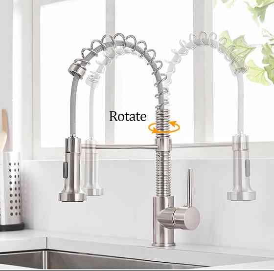 Змішувач кухонний висувний злив кран два режими води обертається на 360 градусів WanFan Хром Кам'янець-Подільський
