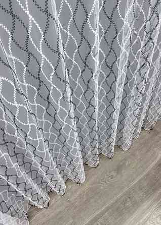 Тюль фатин с вышивкой Цвет белый с черным 1839т Киев