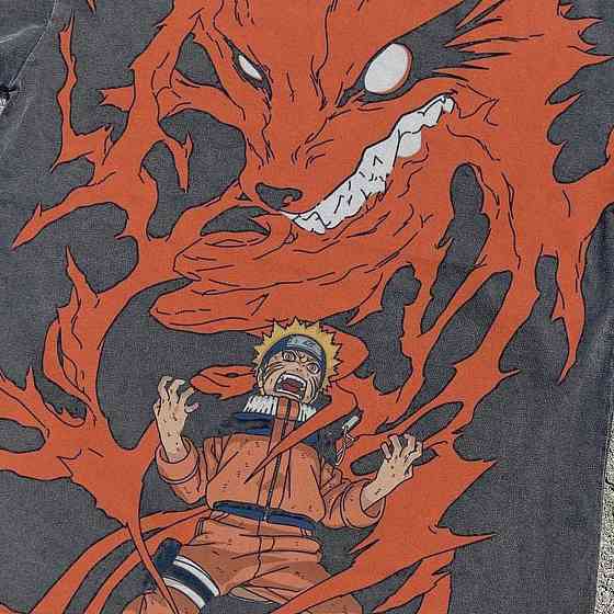 Футболка для мальчика с принтом аниме Наруто Узумаки Нине Таилс оверсайз (рост от 165 до 180 ) Черний Днепр