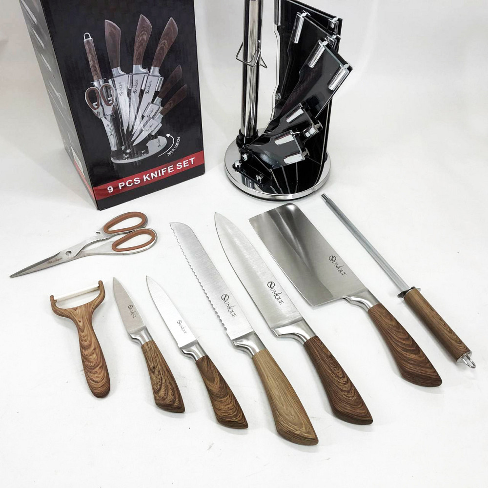 Ножі кухонні з нержавіючої сталі UNIQUE UN-1833, Набір кухонних ножів преміум, Ножі для кухонних потреб OM-85 Львів - фото 11