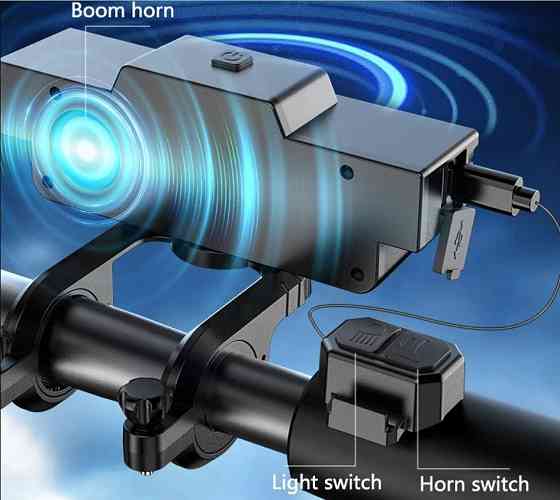 Велосипедная фара 9 LED, ходовые огни, сигнал с пультом Одесса