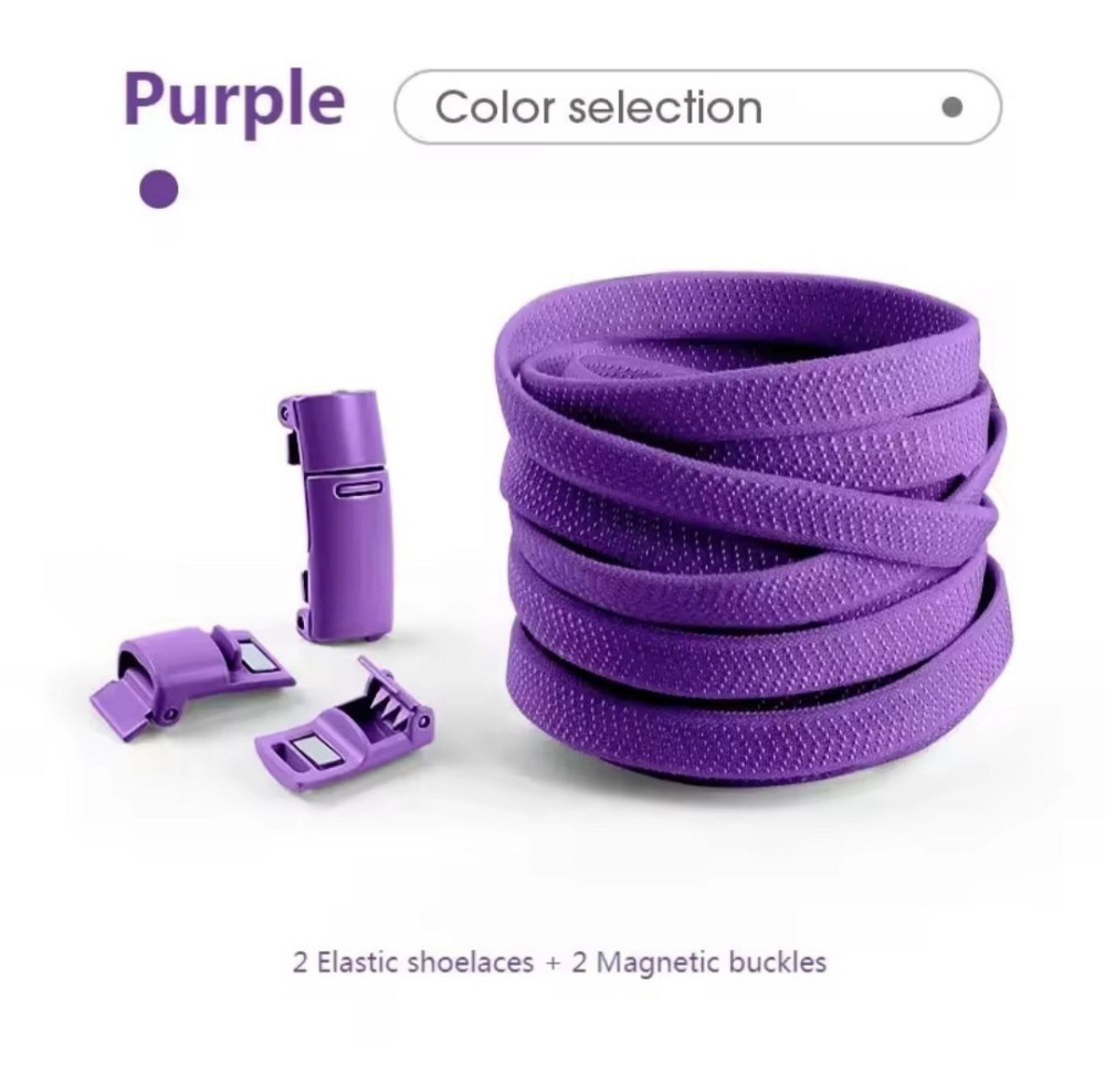 Еластичні шнурки без зав'язок з магнітними застібками в один колір Сміла - фото 1