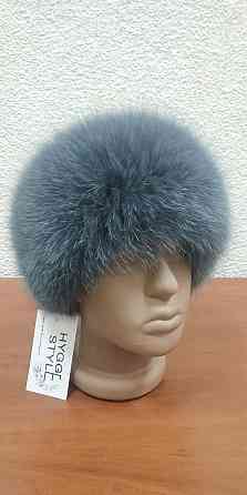 Хутряна пов'язка на голову жіноча із песця Графітовий Харків