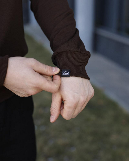 Світшот чоловічий однотонний шоколадний Pobedov 001 Київ - фото 2