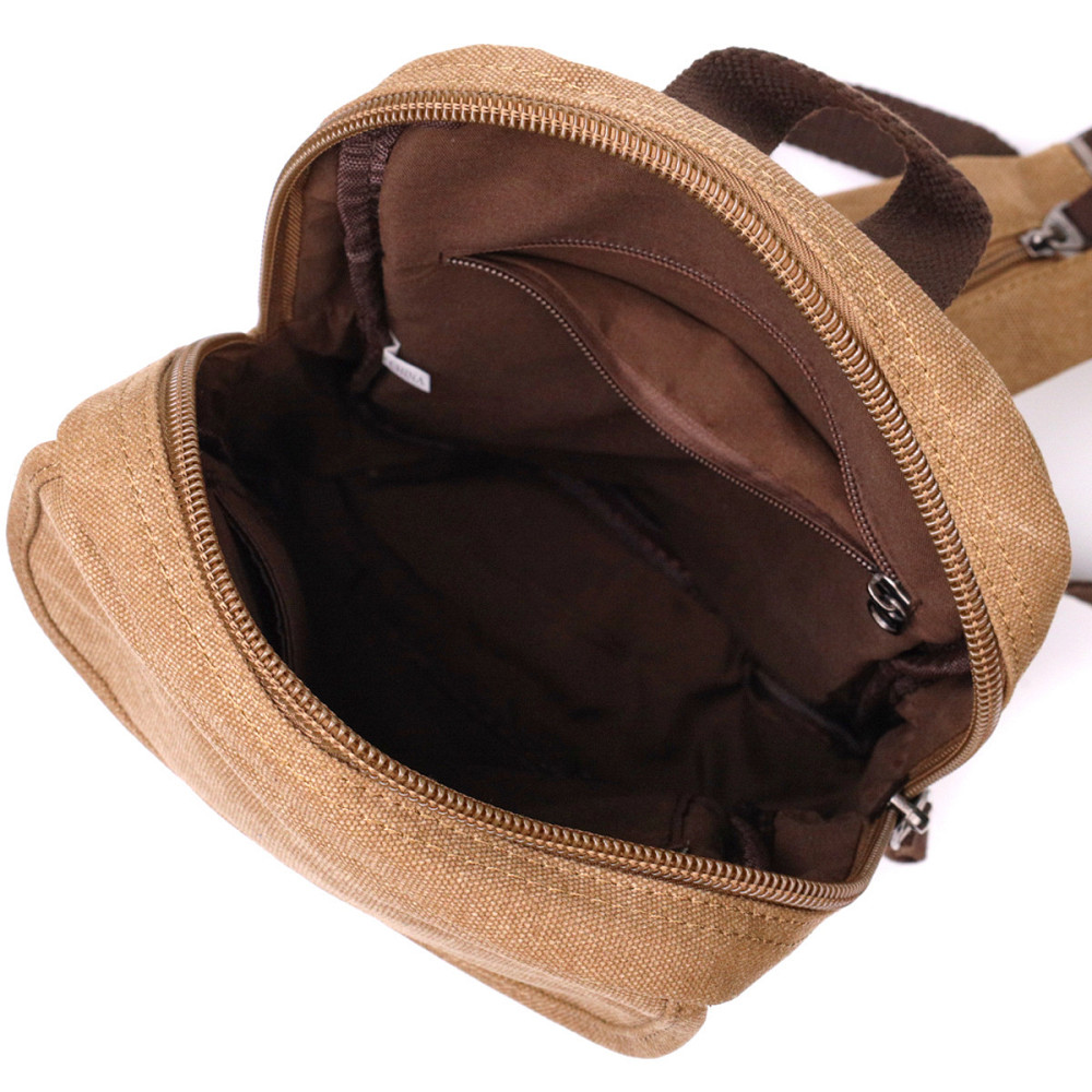 Практичный рюкзак для мужчин из плотного текстиля Vintage 22183 Коричневый Киев - изображение 6