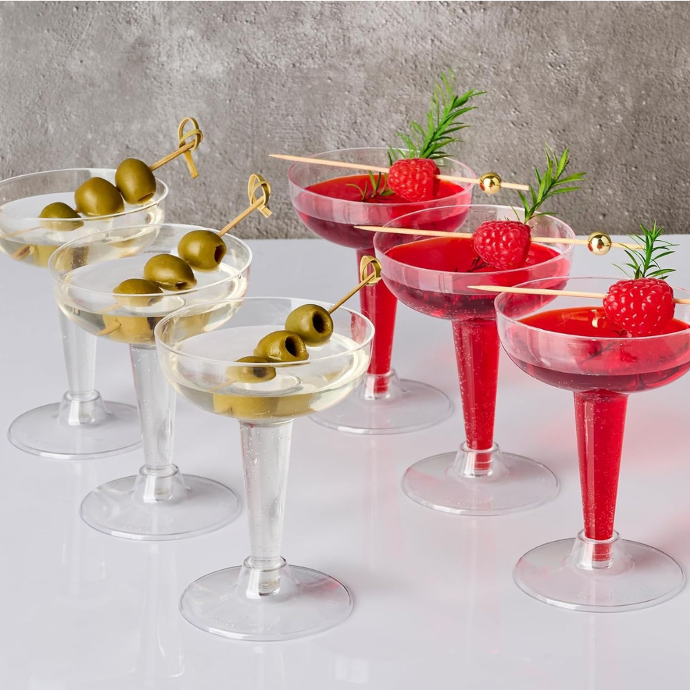 Набор бокалов для маргариты 140 мл, 10 шт, многоразовые, пластиковые, прозрачные, фуршетные для коктейлей с съёмной ножкой Каменец-Подольский - изображение 6