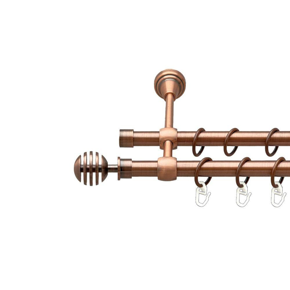 Карниз Orvit Верона металевий дворядний литий гладка труба кільце металеве Мідь 16\16 мм 140 см (00-00019539) Львов - изображение 1