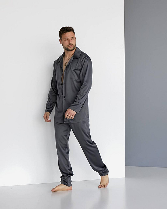 Мужская пижама шелк Графитовый XL Харьков - изображение 1