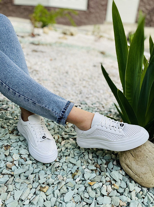 Кроссовки женские натуральная кожа белые размер 37 (арт. 24см) Коломыя - изображение 2