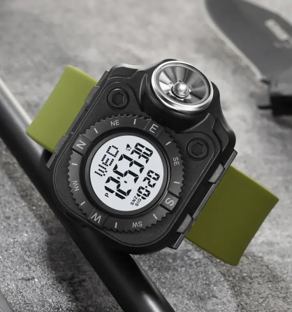 Чоловічий наручний годинник з ліхтарем Skmei 2187 Зелений з білим циферблатом Київ