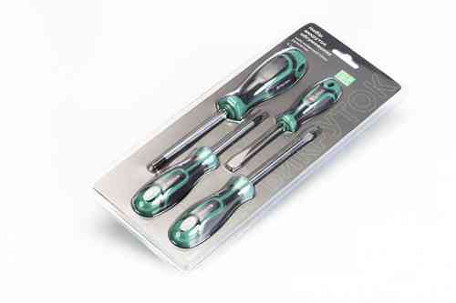 Набор отверток СИЛА Стандарт прорезиненных SL3x75, SL5x100, PH1x75, PH2x150 (4шт) Ровно