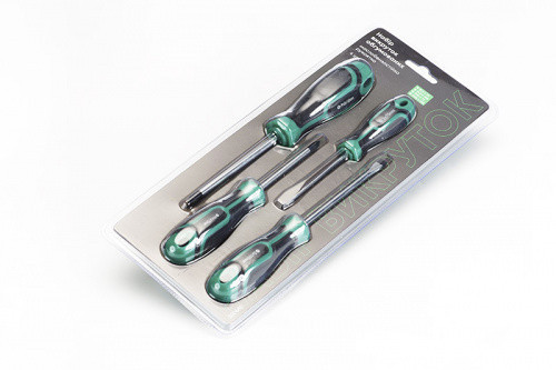 Набор отверток СИЛА Стандарт прорезиненных SL3x75, SL5x100, PH1x75, PH2x150 (4шт) Ровно - изображение 1