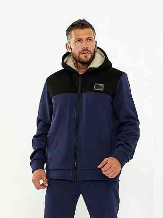 Чоловічий зимовий спортивний костюм на хутрі Синьо-чорний 52/54 Харків