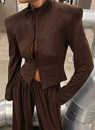 Женский стильный повседневный костюм из замшителя дайвинга Шоколад, 44/46 Одесса