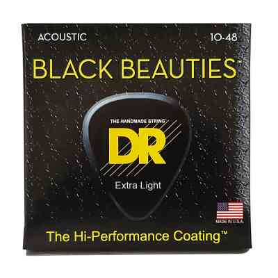 Струни для гітари DR Strings Black Beauties Acoustic - Extra Light (10-48) (BKA-10) Вінниця