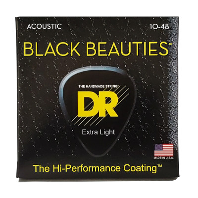 Струни для гітари DR Strings Black Beauties Acoustic - Extra Light (10-48) (BKA-10) Вінниця - фото 1
