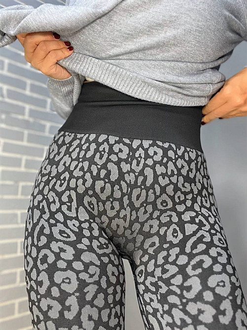 Лосини жіночі A-N 5372 леопардовий принт утягуючі пушап сірі, сірий, L Київ - фото 19