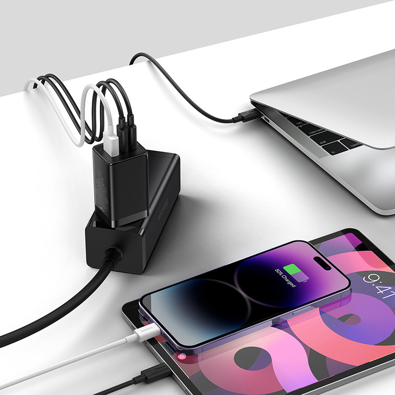 Мережевий зарядний пристрій з кабелем Baseus GaN5 Pro Fast Charger 2C+U 65W  EU  Black(Baseus Xiaobai charging Cable Type-C  to Київ - фото 10