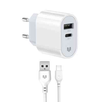 Зарядное устройство MadeInFuture MFS12 12W 1xUSB-A + 1xUSB-C + cable USB-A to USB-C White (MIF82822) Винница