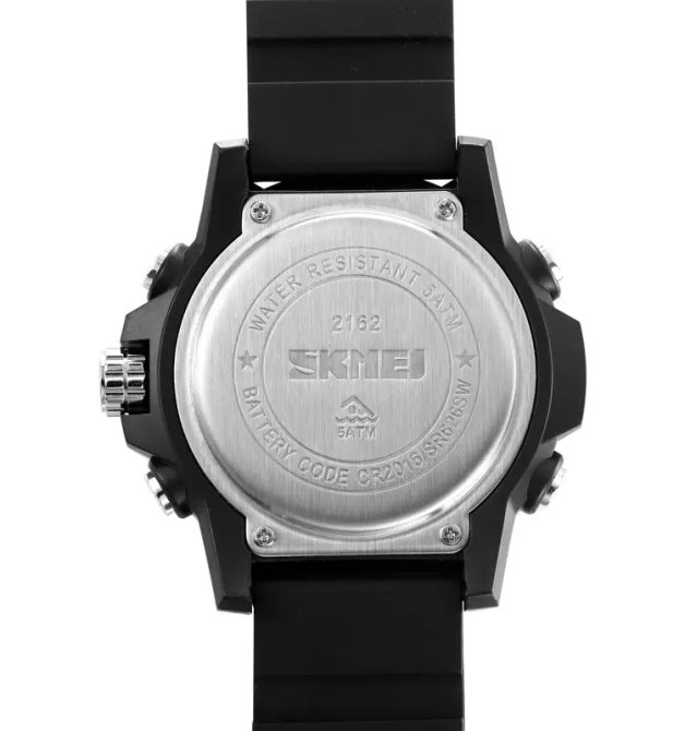 Годинник чоловічий наручний спортивний Skmei 2162 з подвійним дисплеєм і підсвічуванням (Чорний) Вінниця - фото 8