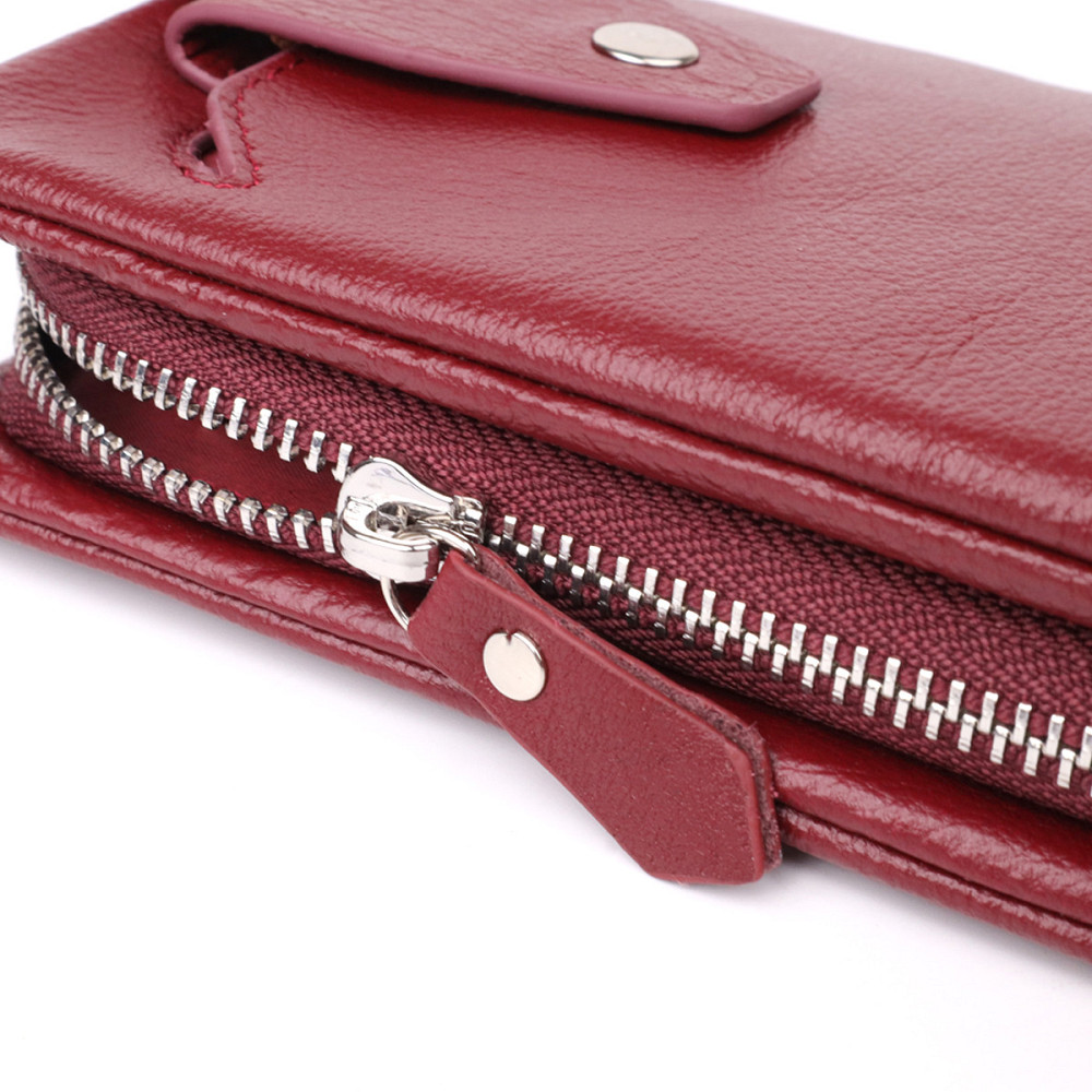 Кожаный женский кошелек-клатч с отделением под телефон ST Leather 23102 Бордовый Киев - изображение 7